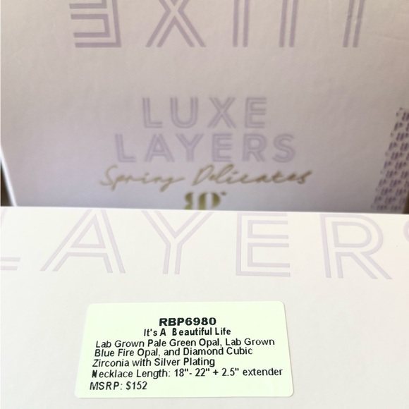 Luxe Layers Silver Necklace with Turquoise Charm - Picture 3 of 4